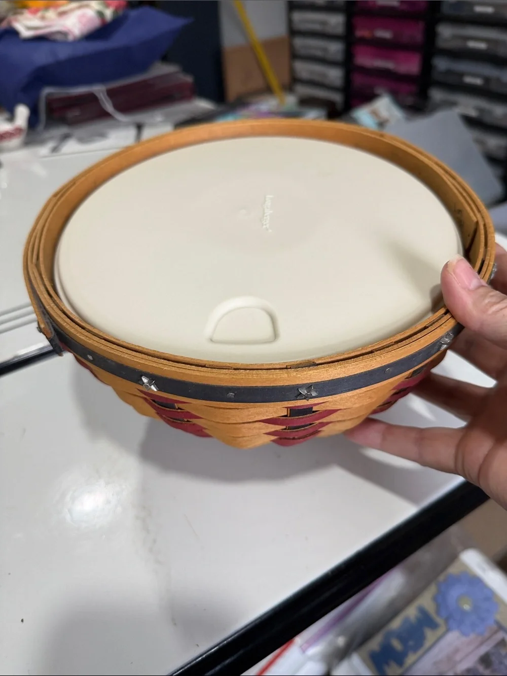 Longaberger 2004 American Bowl Basket with Bowl and Lid